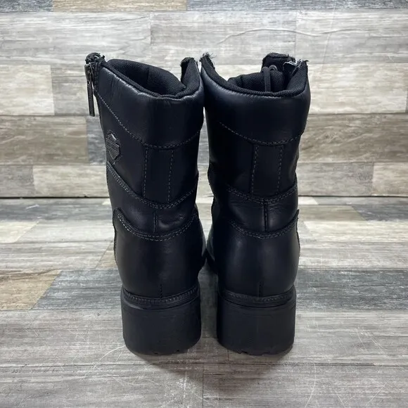 HARLEY-DAVIDSON Women’s TESSA Black Leather Motorcycle Boots D85262 Size 6.5