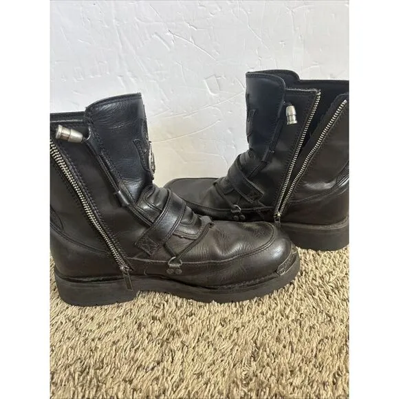 Harley-Davidson D94167 Distortion Skull Leather Motorcycle Boots Men's Size 10.5
