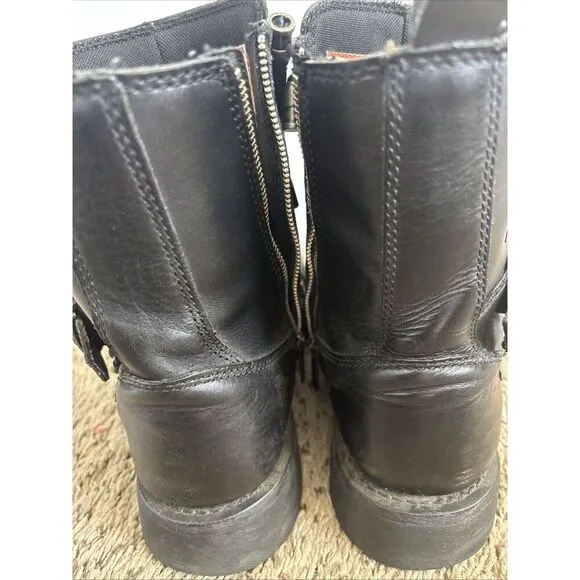 Harley-Davidson D94167 Distortion Skull Leather Motorcycle Boots Men's Size 10.5