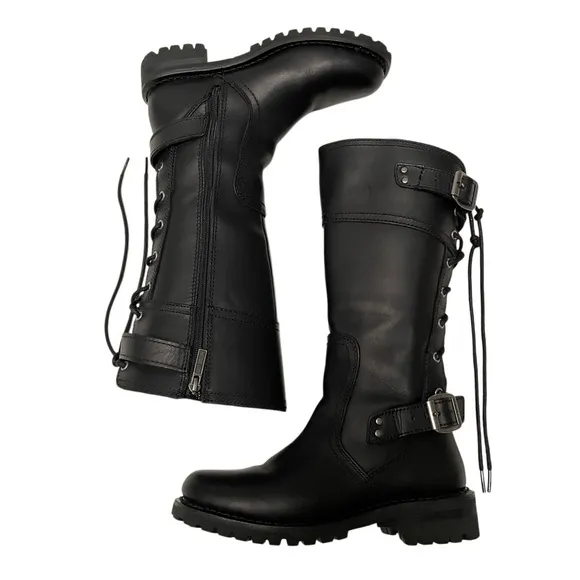 Harley Davidson’s Women’s Alexa Back Lace Leather Moto Biker Boots D85167 7.5
