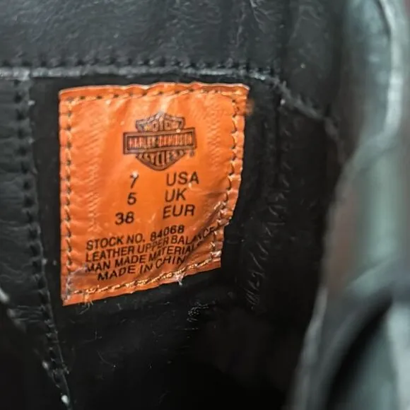 Harley Davidson Womens Sadie Black Leather Riding Boots Size 7