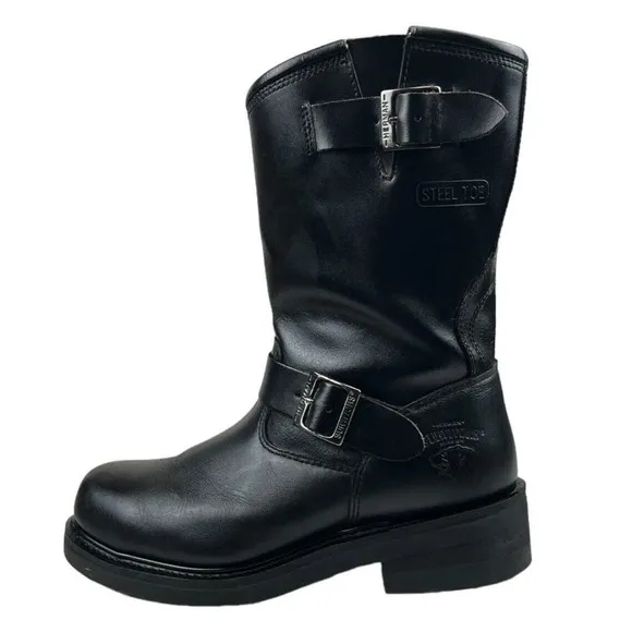 Herman Survivors Boots Motorcycle Trooper Engineer Buckle Steel Toe Mens Size 8