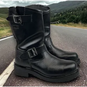 Herman Survivors Boots Motorcycle Trooper Engineer Buckle Steel Toe Mens Size 8