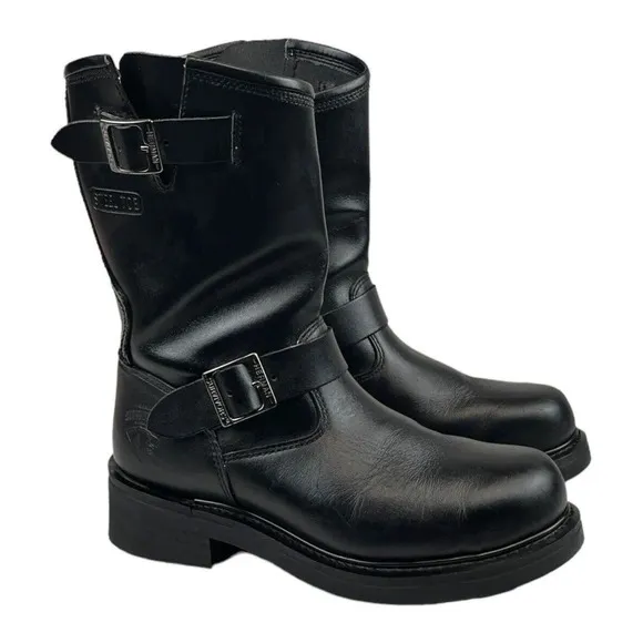 Herman Survivors Boots Motorcycle Trooper Engineer Buckle Steel Toe Mens Size 8