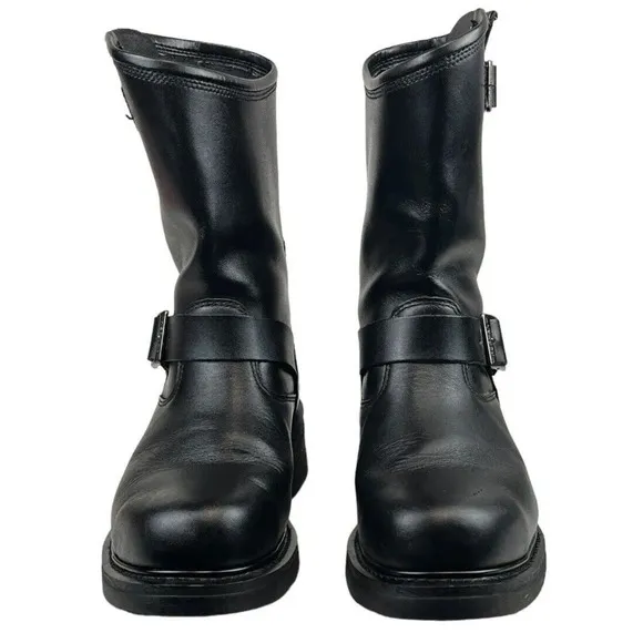 Herman Survivors Boots Motorcycle Trooper Engineer Buckle Steel Toe Mens Size 8