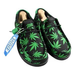 Hey Dude Wally Leaf Print Shoes Sz 10 M Black Green Casual 420 Style Streetwear