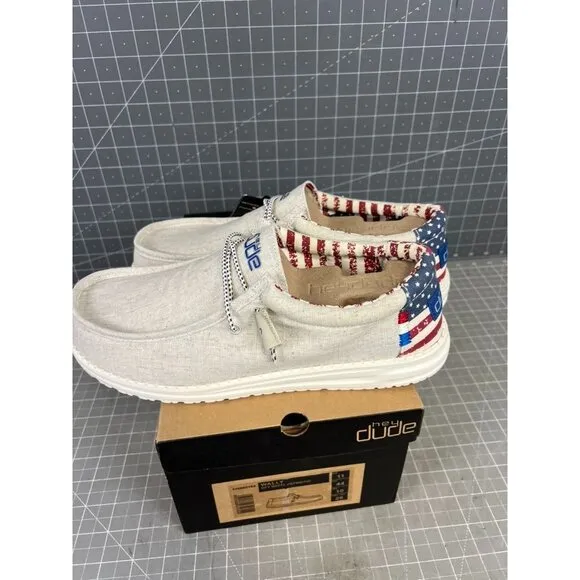 Hey Dude Wally Patriotic Casual Shoes for Men - Off White Patriotic - 11M