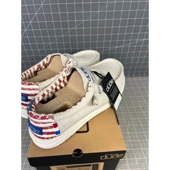 Hey Dude Wally Patriotic Casual Shoes for Men - Off White Patriotic - 11M