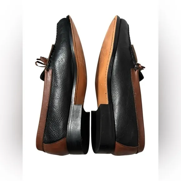 Hitchcock Black/Brown XD Tassel Loafer #279  size 7.5 width 6E-extra extra wide
