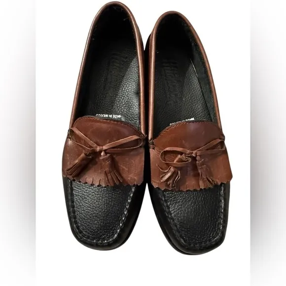 Hitchcock Black/Brown XD Tassel Loafer #279  size 7.5 width 6E-extra extra wide