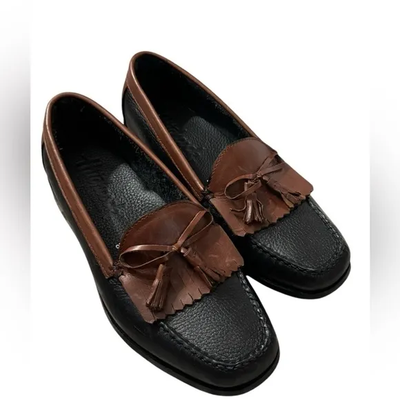 Hitchcock Black/Brown XD Tassel Loafer #279  size 7.5 width 6E-extra extra wide