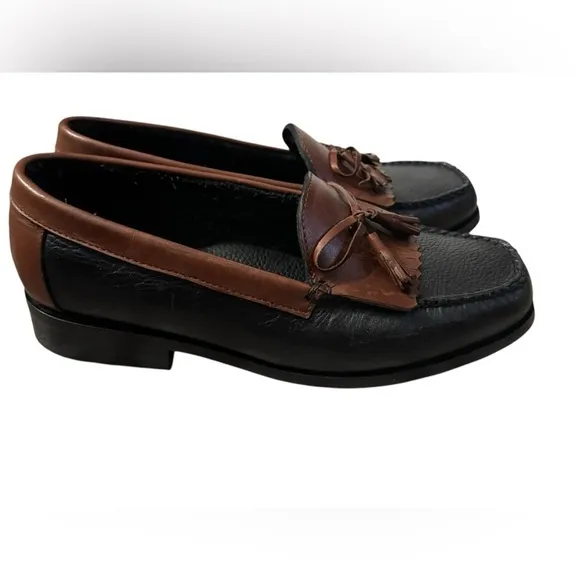Hitchcock Black/Brown XD Tassel Loafer #279  size 7.5 width 6E-extra extra wide