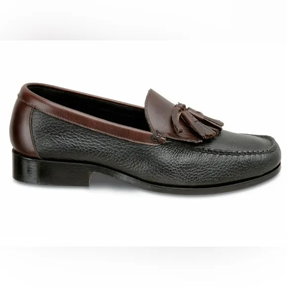 Hitchcock Black/Brown XD Tassel Loafer #279  size 7.5 width 6E-extra extra wide
