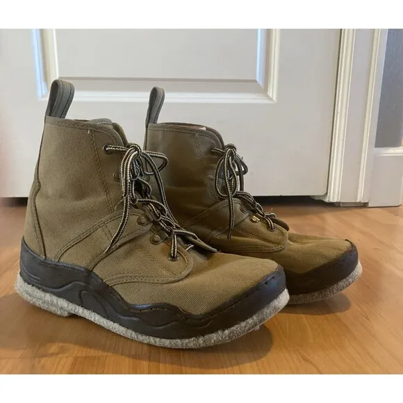 Hodgman Light Weight Wading Shoes Ankle Boots Size 8 M Beige‎ Lace Up