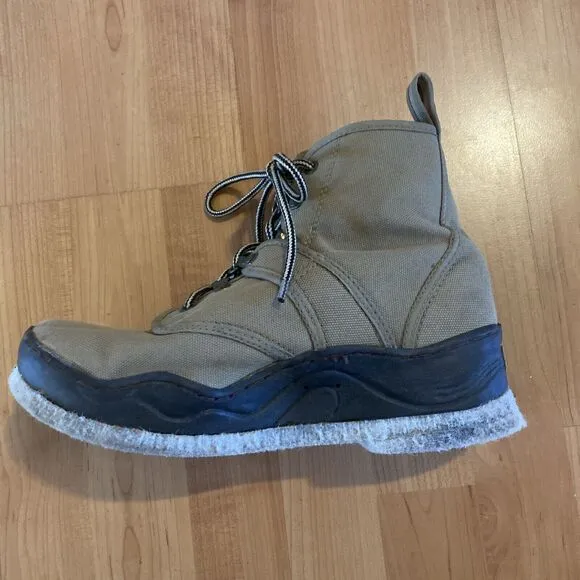 Hodgman Light Weight Wading Shoes Ankle Boots Size 8 M Beige‎ Lace Up