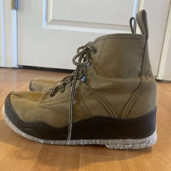 Hodgman Light Weight Wading Shoes Ankle Boots Size 8 M Beige‎ Lace Up