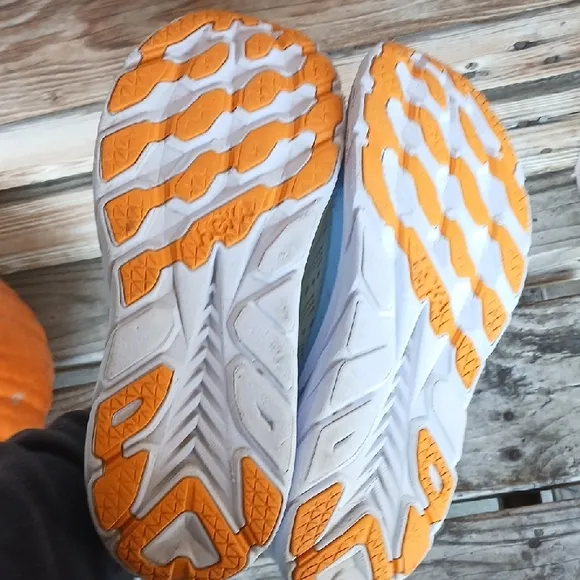 Hoka Clifton 8  Yellow and Blue Athletic Shoes with Signature Cushioning