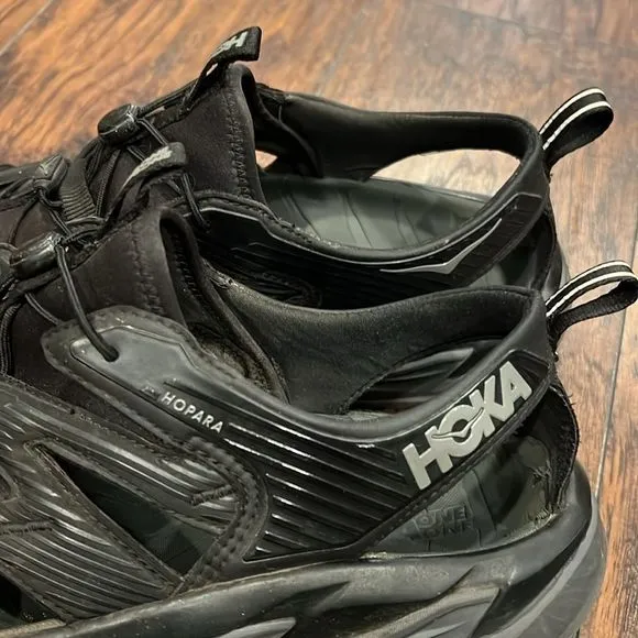Hoka Hopara Triple Black Men Outdoors Trail Hiking Shoes Sandals size 14 in GUC