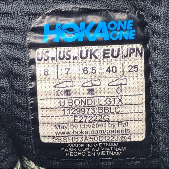 Hoka One One Bondi L GTX Black Leather Running Shoes 8