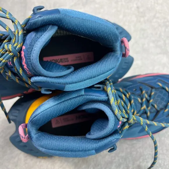 HOKA Womens 9.5 TenNine Hike GTX Hiking Shoes in Moroccan Blue/Saffron