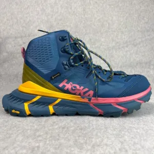 HOKA Womens 9.5 TenNine Hike GTX Hiking Shoes in Moroccan Blue/Saffron