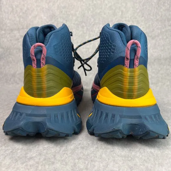 HOKA Womens 9.5 TenNine Hike GTX Hiking Shoes in Moroccan Blue/Saffron