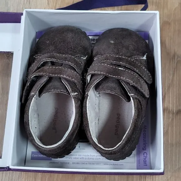🧡HOST PICK Pediped Chocolate Brown Leather Suede Shoes 18-24 Months