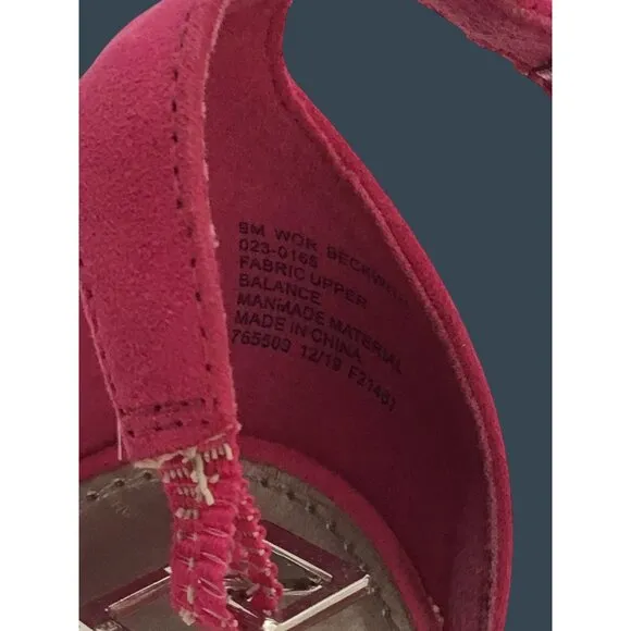 Hot Pink Suede Ankle Strap Block Heel Sandals Womens Size 9