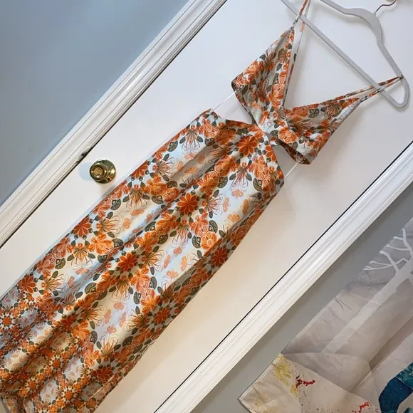 House of Harlow Gorgeous Silky Floral Cutout Dress