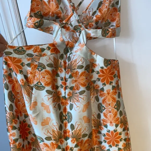 House of Harlow Gorgeous Silky Floral Cutout Dress