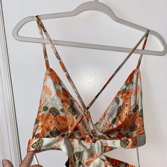 House of Harlow Gorgeous Silky Floral Cutout Dress