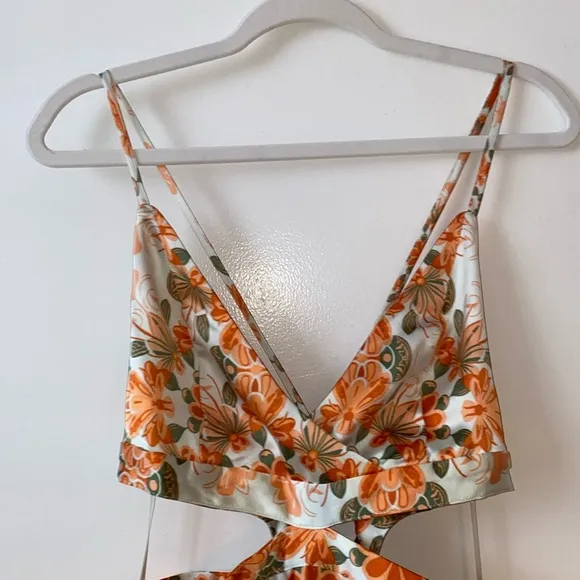 House of Harlow Gorgeous Silky Floral Cutout Dress