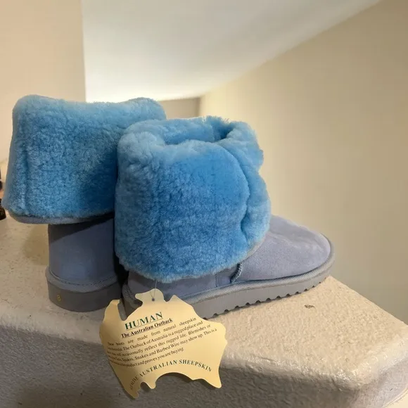 Human Australia Sheepskin Blue Ugg Boots‎ Women’s Size 8