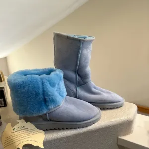 Human Australia Sheepskin Blue Ugg Boots‎ Women’s Size 8