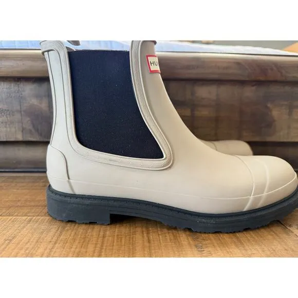 HUNTER  Boots Men's Commando Chelsea Boots In Skimming Stone color Sz 10