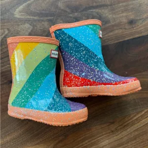 Hunter First Classic Glitter Stripe Rain Boots UK SIZE 5, US TODDLER SIZE 6