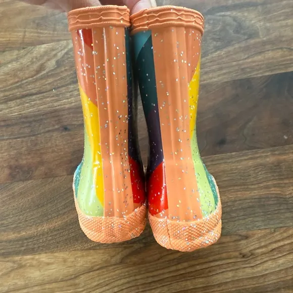Hunter First Classic Glitter Stripe Rain Boots UK SIZE 5, US TODDLER SIZE 6