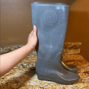 Hunter Gray H Logo Rain Boots