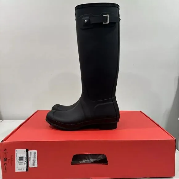 Hunter Ladie's Original Tall Waterproof Rain Boots, Black, 8