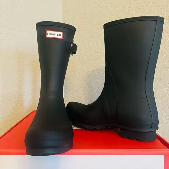 HUNTER Men's Original Short Waterproof Rain Boot, Rubber Black, Size 12, NWT