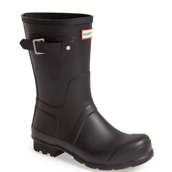 HUNTER Men's Original Short Waterproof Rain Boot, Rubber Black, Size 12, NWT