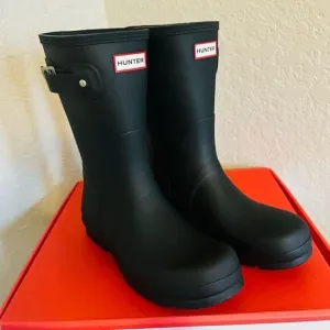 HUNTER Men's Original Short Waterproof Rain Boot, Rubber Black, Size 12, NWT