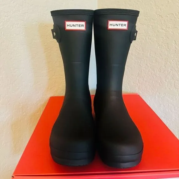 HUNTER Men's Original Short Waterproof Rain Boot, Rubber Black, Size 12, NWT
