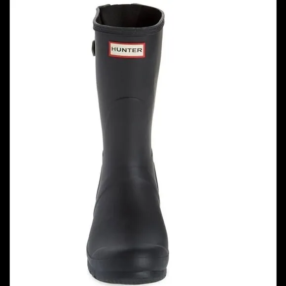 HUNTER Original Short Back Adjustable Rain Boot, BLACK GRAY, Size 9, NWT