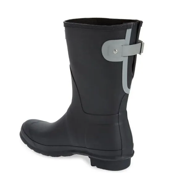 HUNTER Original Short Back Adjustable Rain Boot, BLACK GRAY, Size 10, NWT
