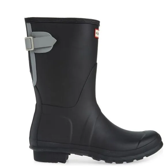 HUNTER Original Short Back Adjustable Rain Boot, BLACK GRAY, Size 10, NWT