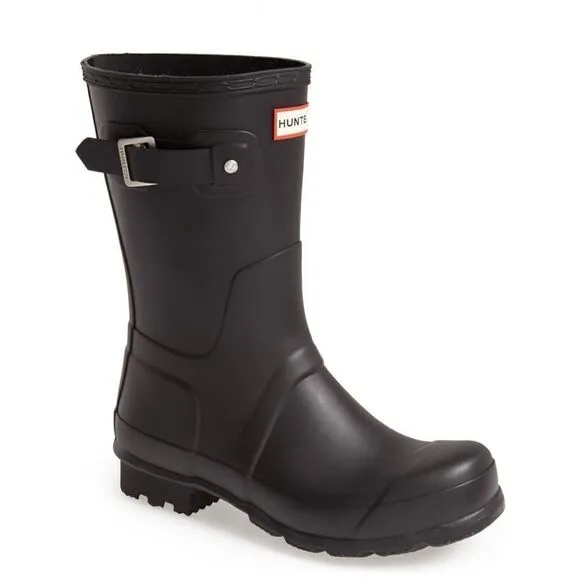 HUNTER Original Short Waterproof Rain Boot, Rubber Black, Size 12, NWT