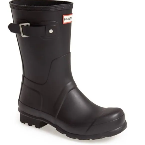 HUNTER Original Short Waterproof Rain Boot, Rubber Black, Size 12, NWT