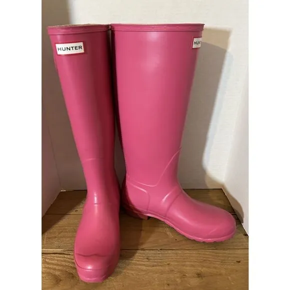 Hunter Original Tall Gloss Rain Boots | Women’s Size 8 | Bright Pink |