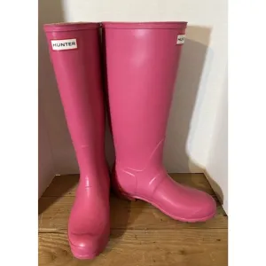 Hunter Original Tall Gloss Rain Boots | Women’s Size 8 | Bright Pink |